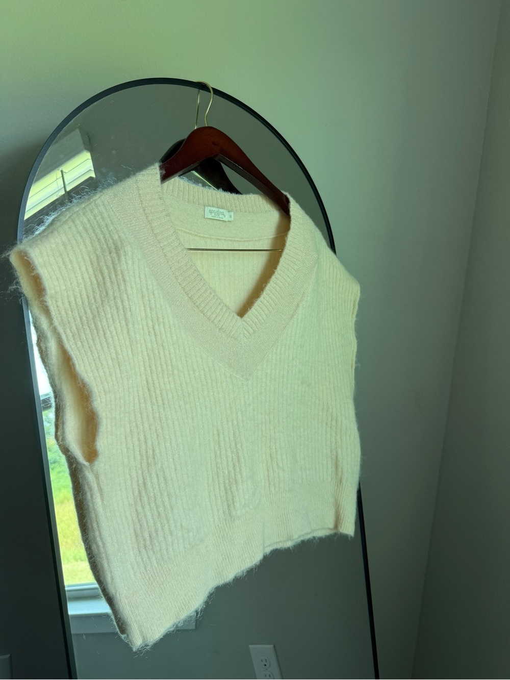 SPARTINA 449 INESS Cream Blush Mohair Wool Blend Sweater Vest Shell small